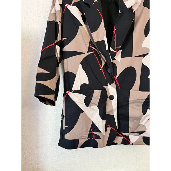 Vintage Bruestle Abstract Print Jacket 3/4 Sleeve Blazer Artsy Style - Picture 2 of 9